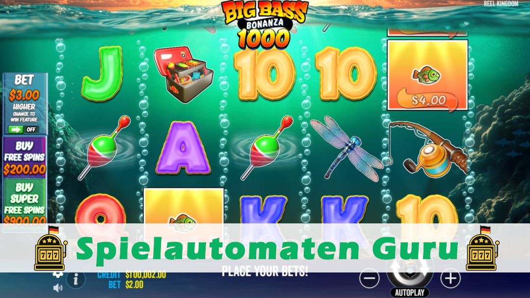 Screenshot der Demo-Version des Spiels Big Bass Bonanza 1000 Demo des Spielautomaten Big Bass Bonanza 1000