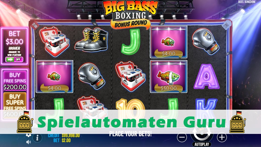 Screenshot der Demo-Version des Spiels Big Bass Boxing Bonus Round Demo des Spielautomaten Big Bass Boxing Bonus Round