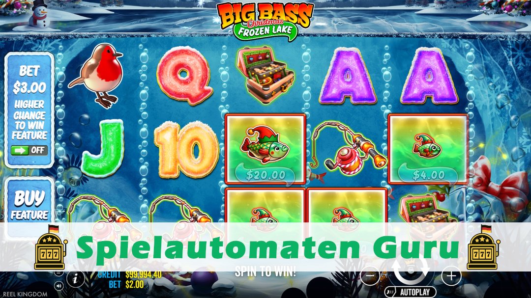 Screenshot der Demo-Version des Spiels Big Bass Christmas Frozen Lake Demo des Spielautomaten Big Bass Christmas Frozen Lake