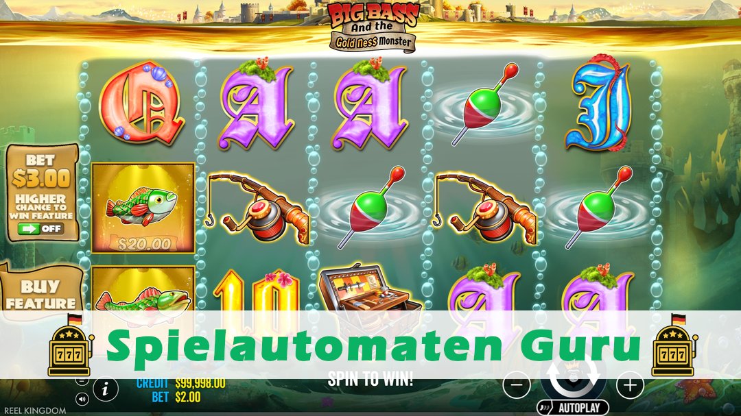 Screenshot der Demo-Version des Spiels Big Bass and the Gold Ness Monster Demo des Spielautomaten Big Bass and the Gold Ness Monster