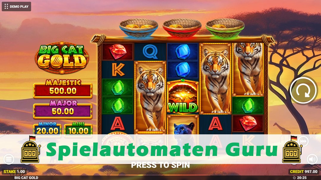 Screenshot der Demo-Version des Spiels Big Cat Gold Demo des Spielautomaten Big Cat Gold