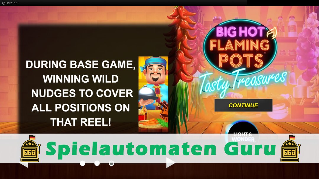 Screenshot der Demo-Version des Spiels Big Hot Flaming Pots Tasty Treasures Demo des Spielautomaten Big Hot Flaming Pots Tasty Treasures