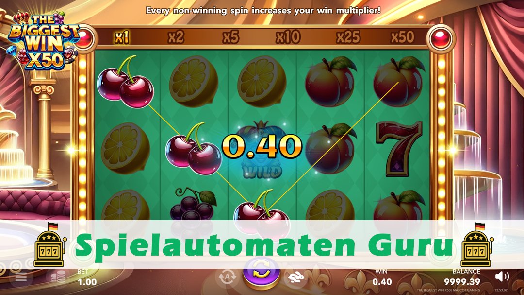 Screenshot der Demo-Version des Spiels The Biggest Win x50 Demo des Spielautomaten The Biggest Win x50