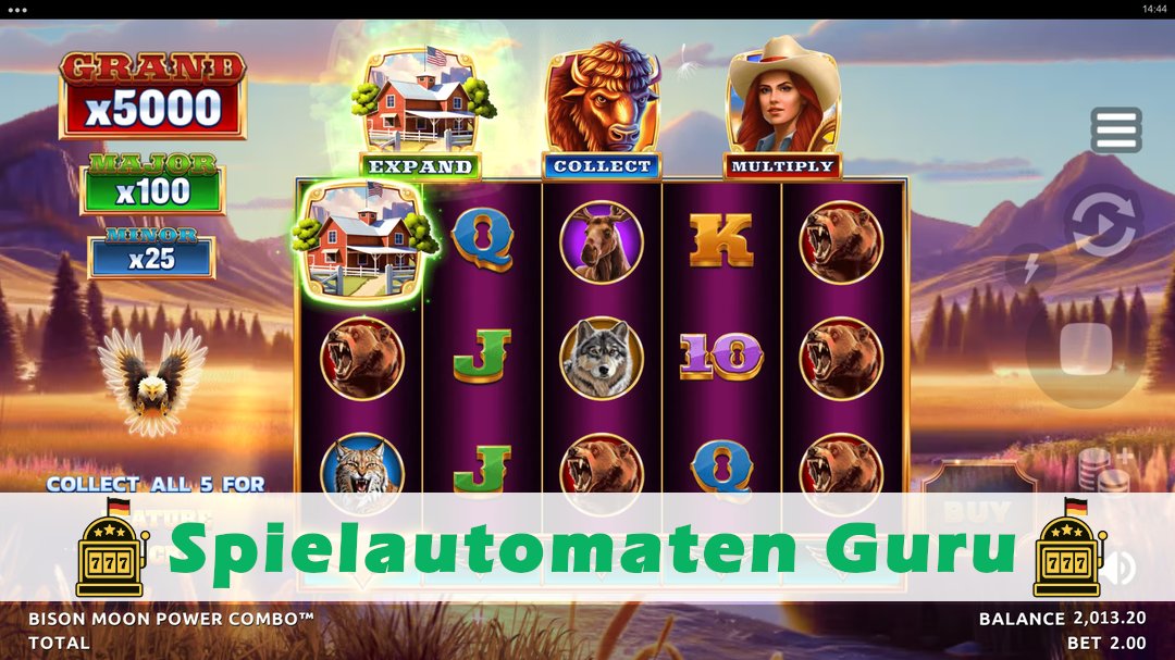 Screenshot der Demo-Version des Spiels Bison Moon Power Combo Demo des Spielautomaten Bison Moon Power Combo