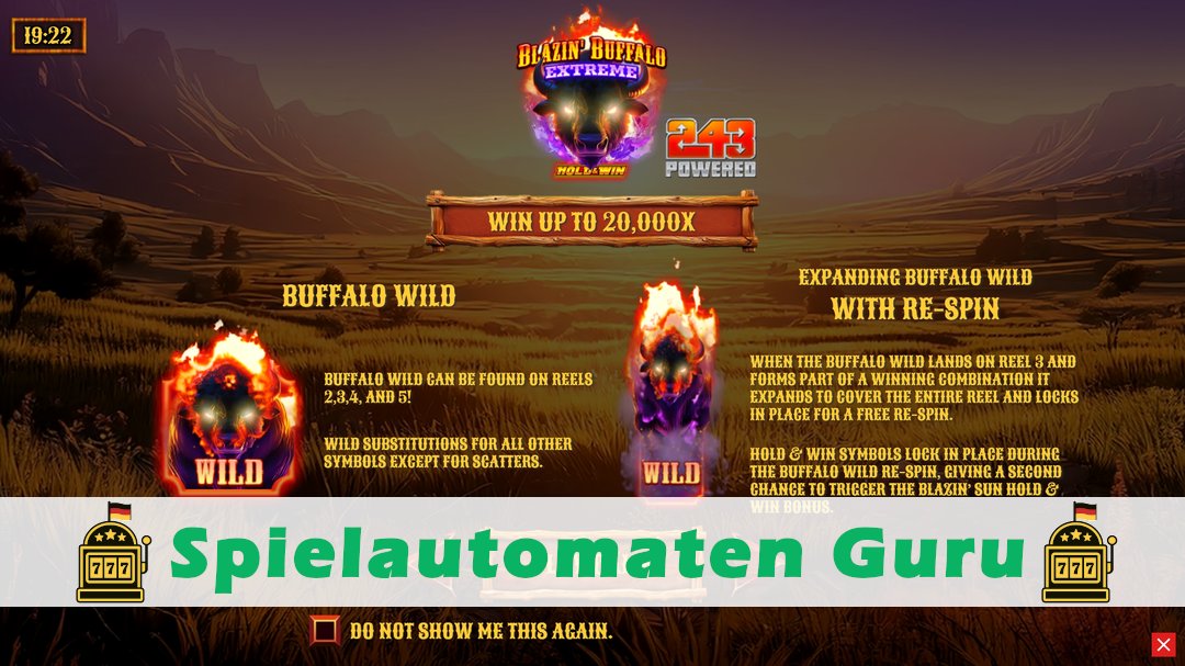 Screenshot der Demo-Version des Spiels Blazin Buffalo Extreme Demo des Spielautomaten Blazin Buffalo Extreme