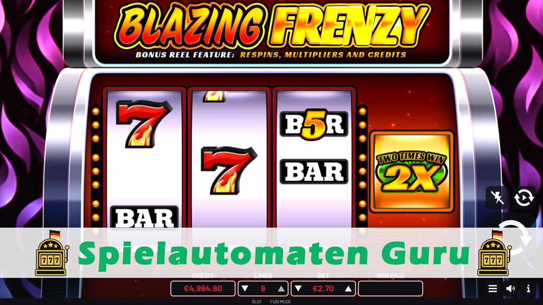 Screenshot der Demo-Version des Spiels Blazing Frenzy Demo des Spielautomaten Blazing Frenzy