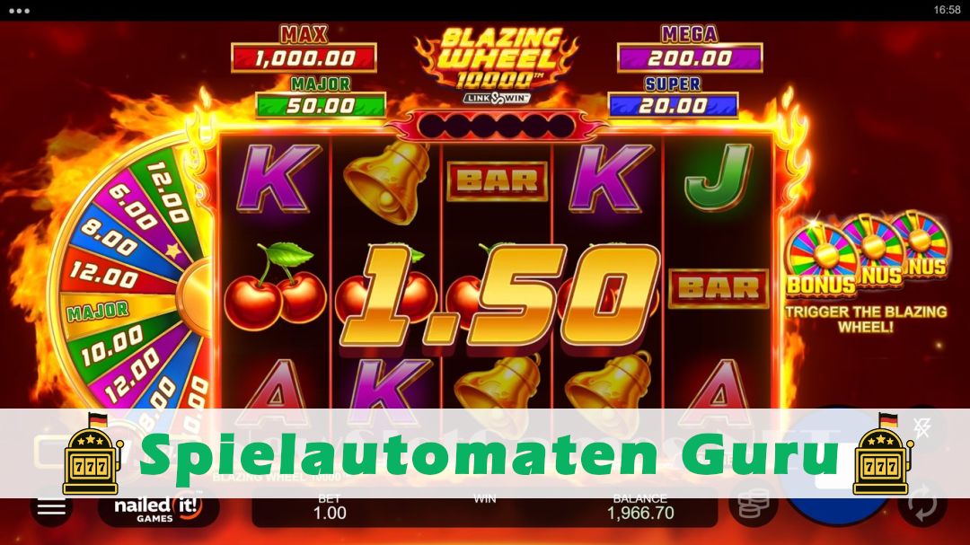 Screenshot der Demo-Version des Spiels Blazing Wheel 10000 Demo des Spielautomaten Blazing Wheel 10000