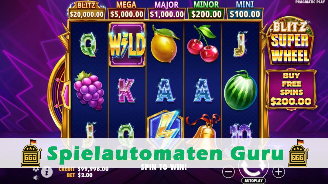 Screenshot der Demo-Version des Spiels Blitz Super Wheel Demo des Spielautomaten Blitz Super Wheel