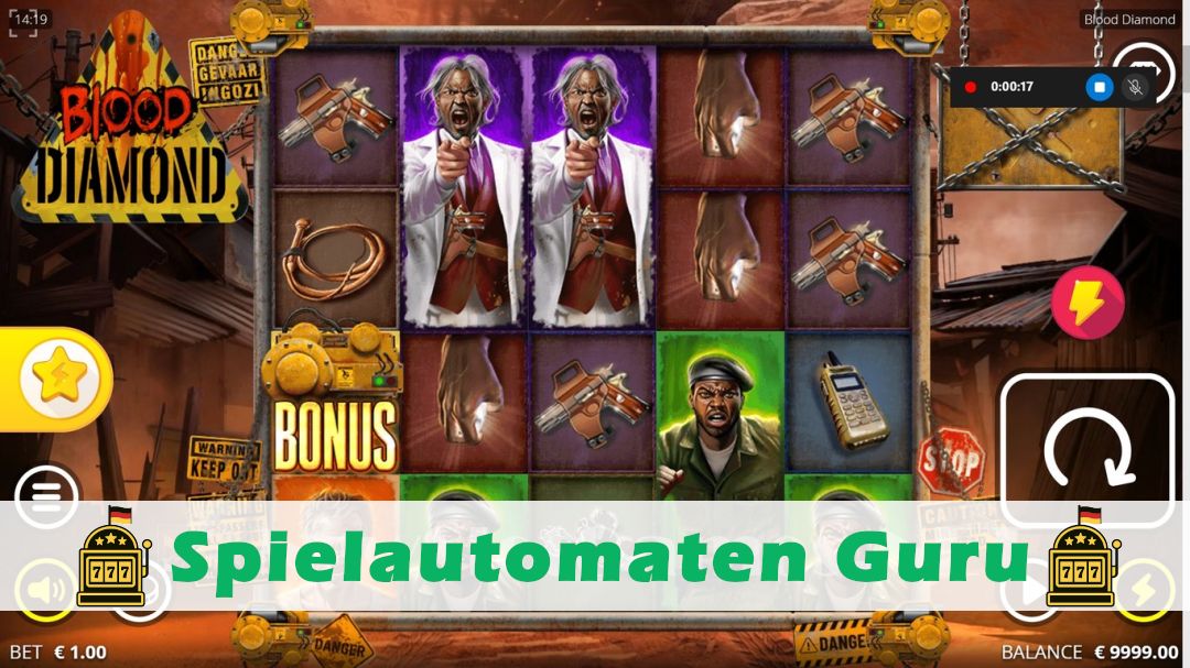 Screenshot der Demo-Version des Spiels Blood Diamond Demo des Spielautomaten Blood Diamond