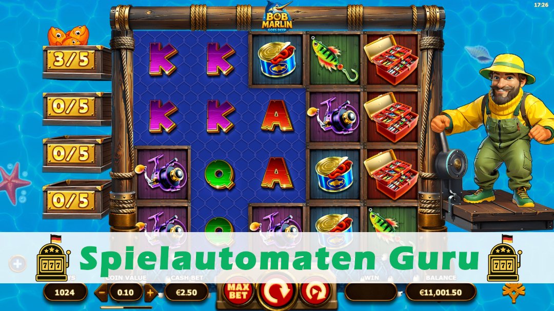 Screenshot der Demo-Version des Spiels Bob Marlin Goes Deep Demo des Spielautomaten Bob Marlin Goes Deep