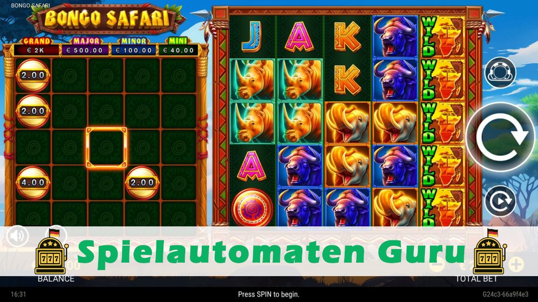 Screenshot der Demo-Version des Spiels Bongo Safari Demo des Spielautomaten Bongo Safari