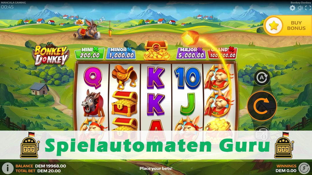 Screenshot der Demo-Version des Spiels Bonkey Donkey Demo des Spielautomaten Bonkey Donkey