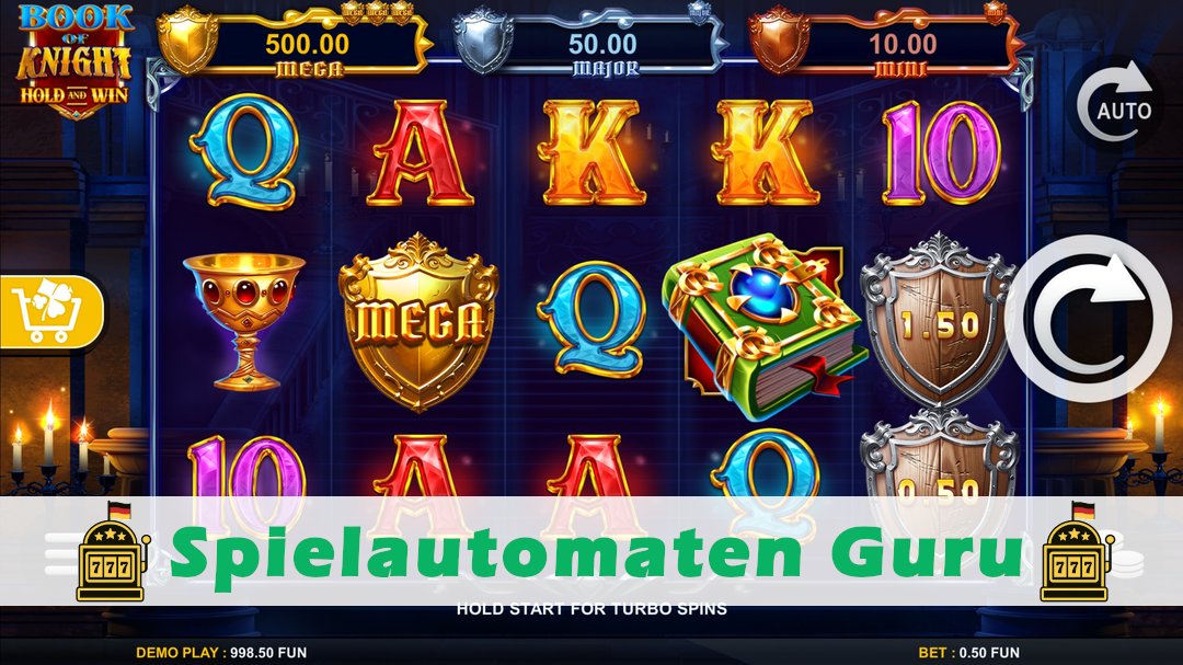 Screenshot der Demo-Version des Spiels Book of Knight Hold and Win Demo des Spielautomaten Book of Knight Hold and Win