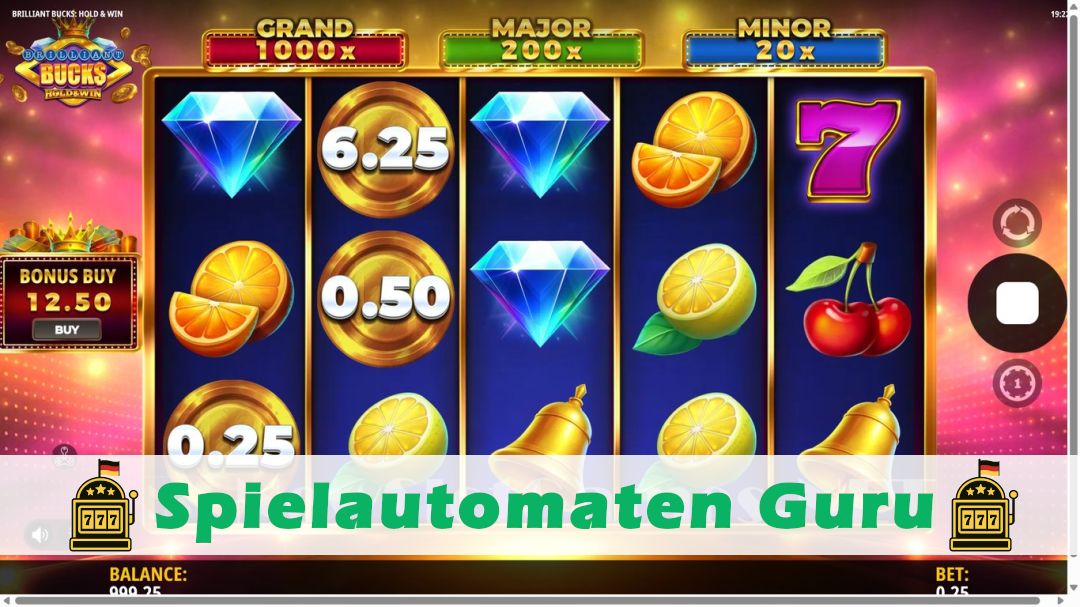 Screenshot der Demo-Version des Spiels Brilliant Bucks Hold & Win Demo des Spielautomaten Brilliant Bucks Hold & Win