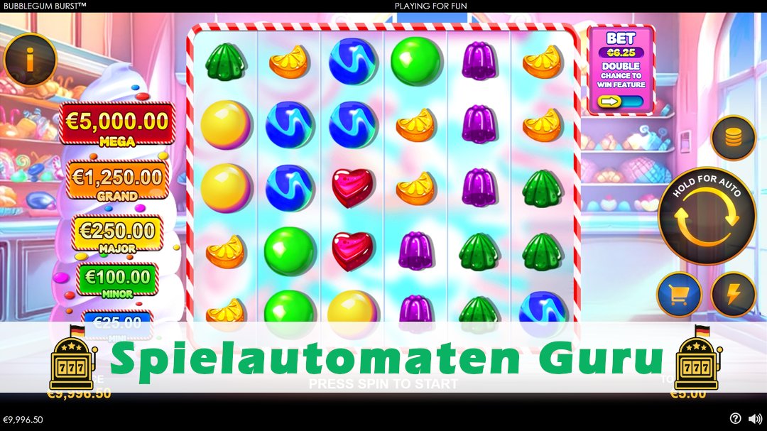 Screenshot der Demo-Version des Spiels Bubblegum Burst Demo des Spielautomaten Bubblegum Burst