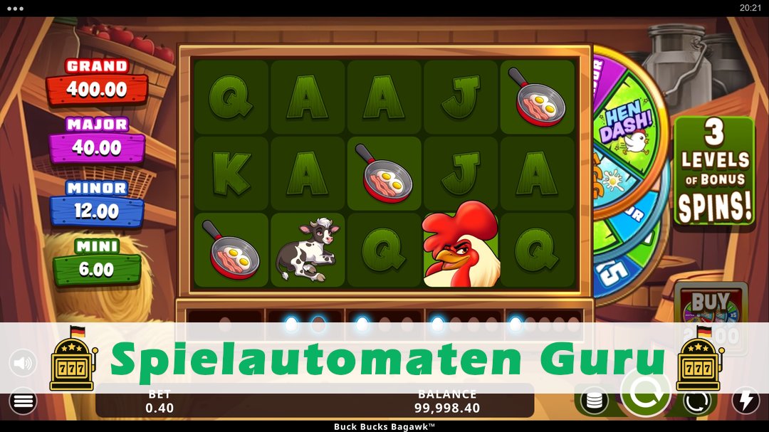 Screenshot der Demo-Version des Spiels Buck Bucks Bagawk Demo des Spielautomaten Buck Bucks Bagawk