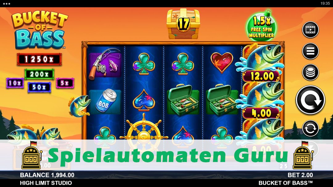 Screenshot der Demo-Version des Spiels Bucket of Bass Demo des Spielautomaten Bucket of Bass