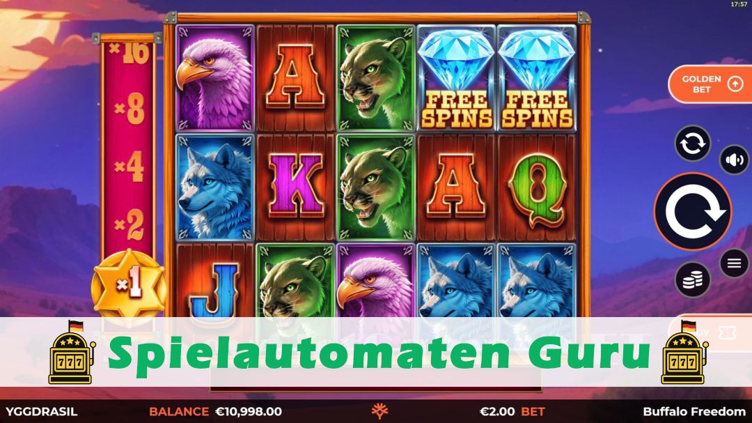 Screenshot der Demo-Version des Spiels Buffalo Freedom DoubleMax Demo des Spielautomaten Buffalo Freedom DoubleMax