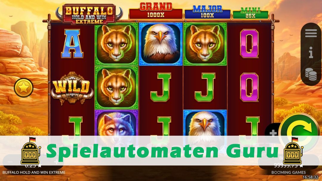 Screenshot der Demo-Version des Spiels Buffalo Hold and Win Extreme 10,000 Demo des Spielautomaten Buffalo Hold and Win Extreme 10,000