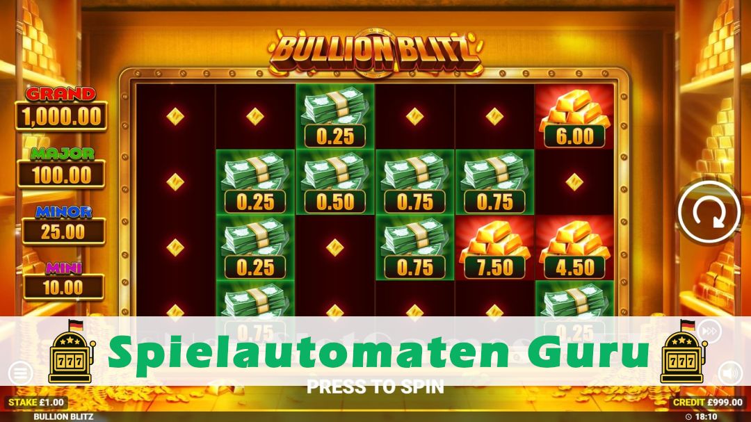 Screenshot der Demo-Version des Spiels Bullion Blitz Demo des Spielautomaten Bullion Blitz