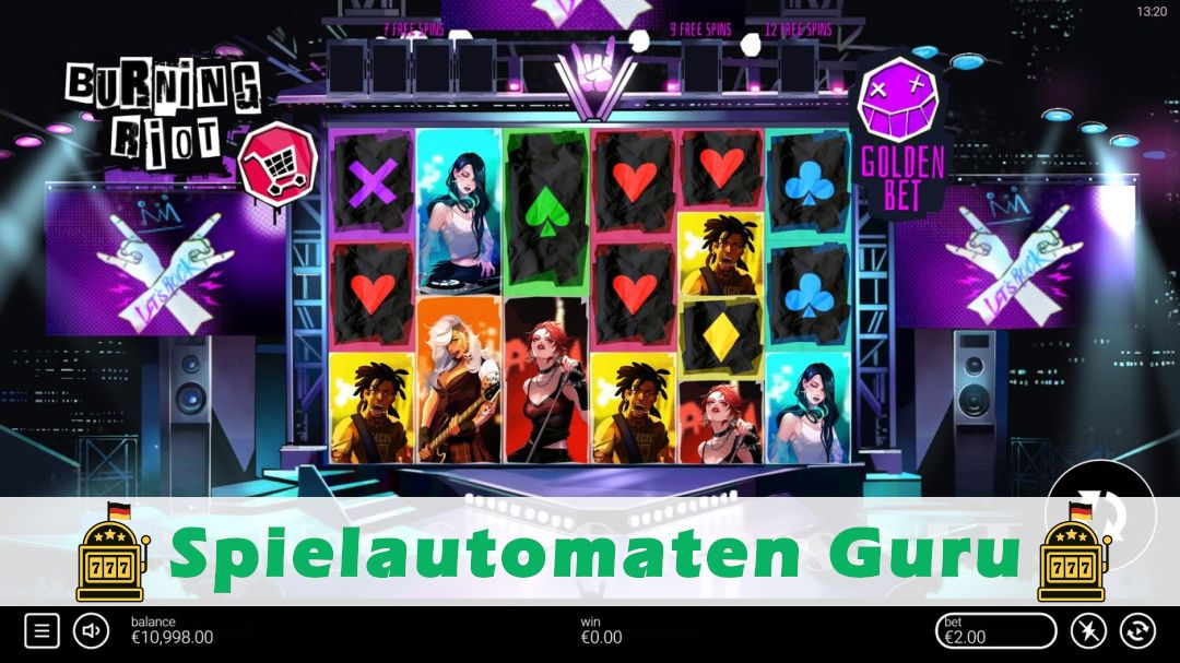 Screenshot der Demo-Version des Spiels Burning Riot Demo des Spielautomaten Burning Riot