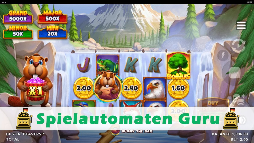 Screenshot der Demo-Version des Spiels Bustin Beavers Demo des Spielautomaten Bustin Beavers