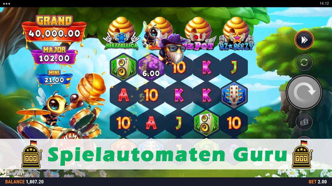 Screenshot der Demo-Version des Spiels Buzz4Fuzz Demo des Spielautomaten Buzz4Fuzz