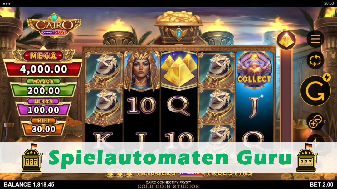 Screenshot der Demo-Version des Spiels Cairo Connectify Pays Demo des Spielautomaten Cairo Connectify Pays