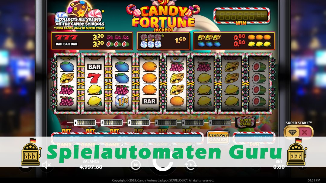 Screenshot der Demo-Version des Spiels Candy Fortune Jackpot Demo des Spielautomaten Candy Fortune Jackpot