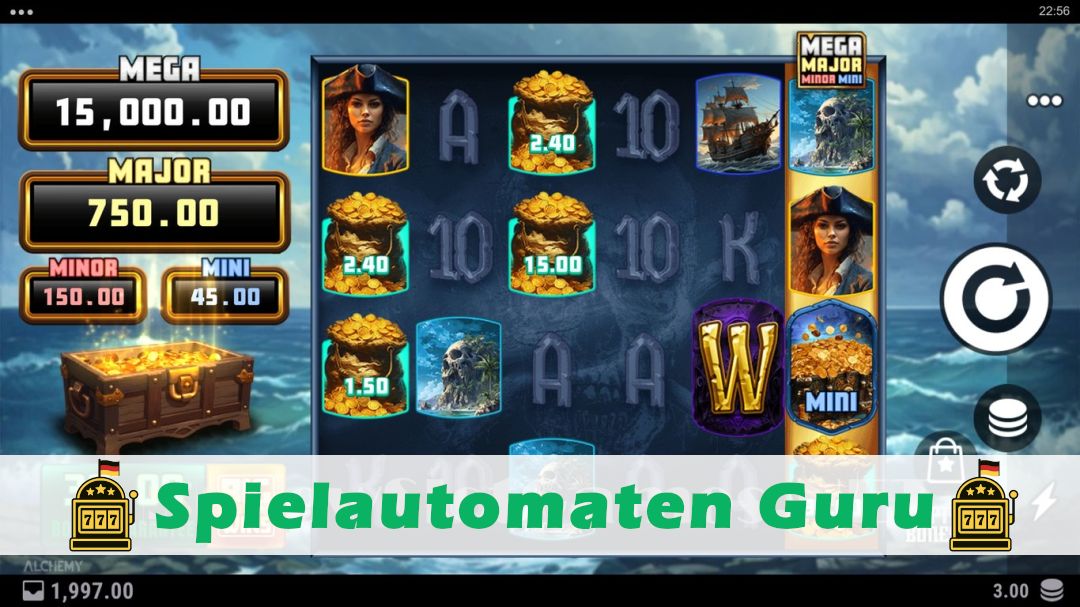 Screenshot der Demo-Version des Spiels Captain Bones Big Bounty Demo des Spielautomaten Captain Bones Big Bounty