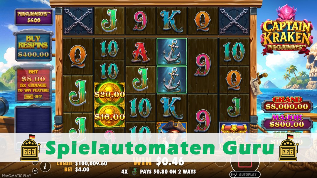 Screenshot der Demo-Version des Spiels Captain Kraken Megaways Demo des Spielautomaten Captain Kraken Megaways