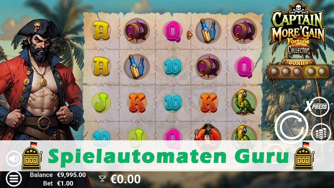 Screenshot der Demo-Version des Spiels Captain Moregain Demo des Spielautomaten Captain Moregain