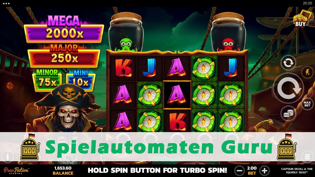 Screenshot der Demo-Version des Spiels Captain Skull & the Squidly Seas Demo des Spielautomaten Captain Skull & the Squidly Seas