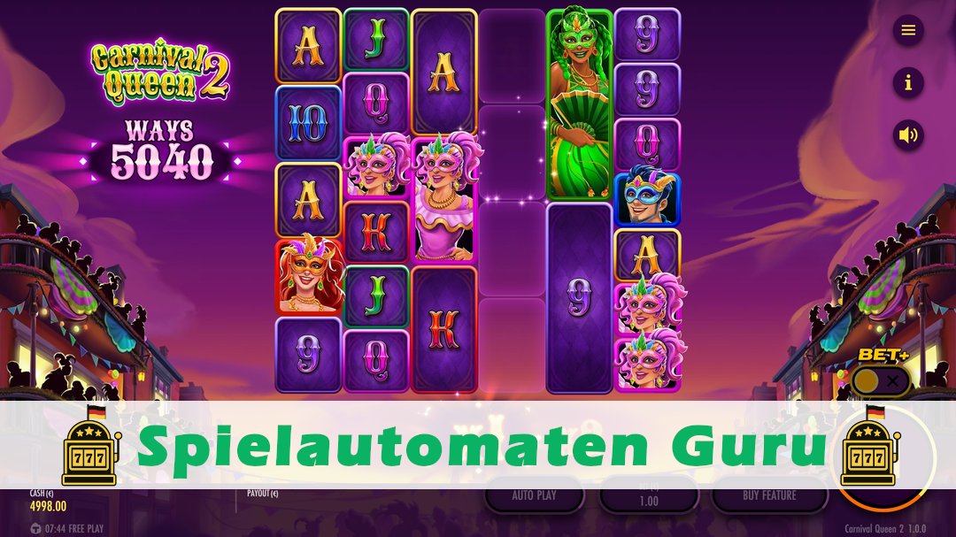 Screenshot der Demo-Version des Spiels Carnival Queen 2 Demo des Spielautomaten Carnival Queen 2