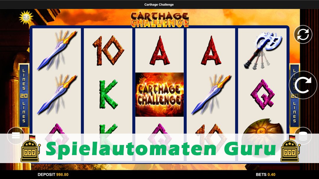 Screenshot der Demo-Version des Spiels Carthage Challenge Demo des Spielautomaten Carthage Challenge