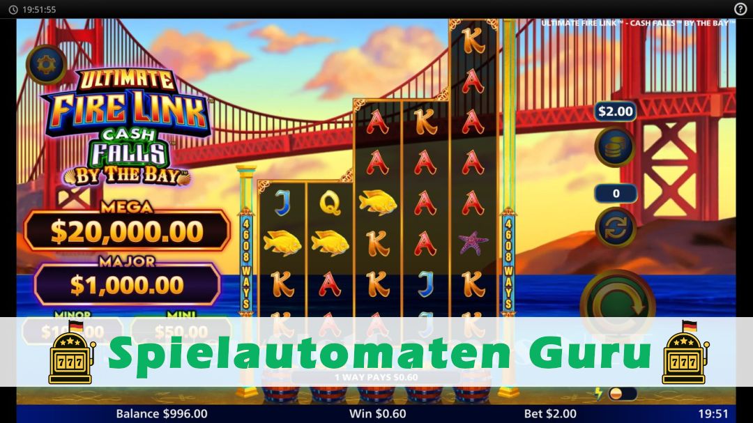 Screenshot der Demo-Version des Spiels Ultimate Fire Link Cash Falls By the Bay Demo des Spielautomaten Ultimate Fire Link Cash Falls By the Bay