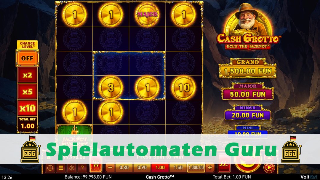 Screenshot der Demo-Version des Spiels Cash Grotto Demo des Spielautomaten Cash Grotto