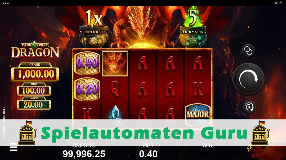 Screenshot der Demo-Version des Spiels Cash Spree Dragon Demo des Spielautomaten Cash Spree Dragon
