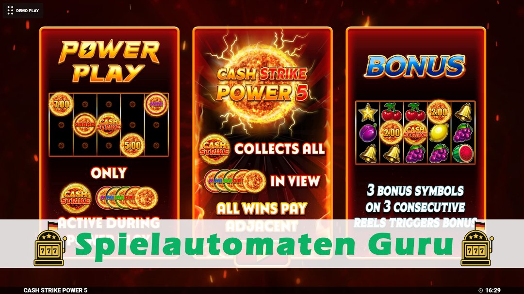 Screenshot der Demo-Version des Spiels Cash Strike Power Force 5 Demo des Spielautomaten Cash Strike Power Force 5