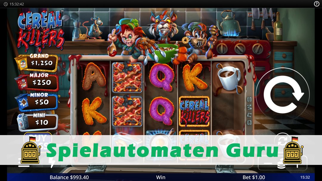 Screenshot der Demo-Version des Spiels Cereal Killers Demo des Spielautomaten Cereal Killers