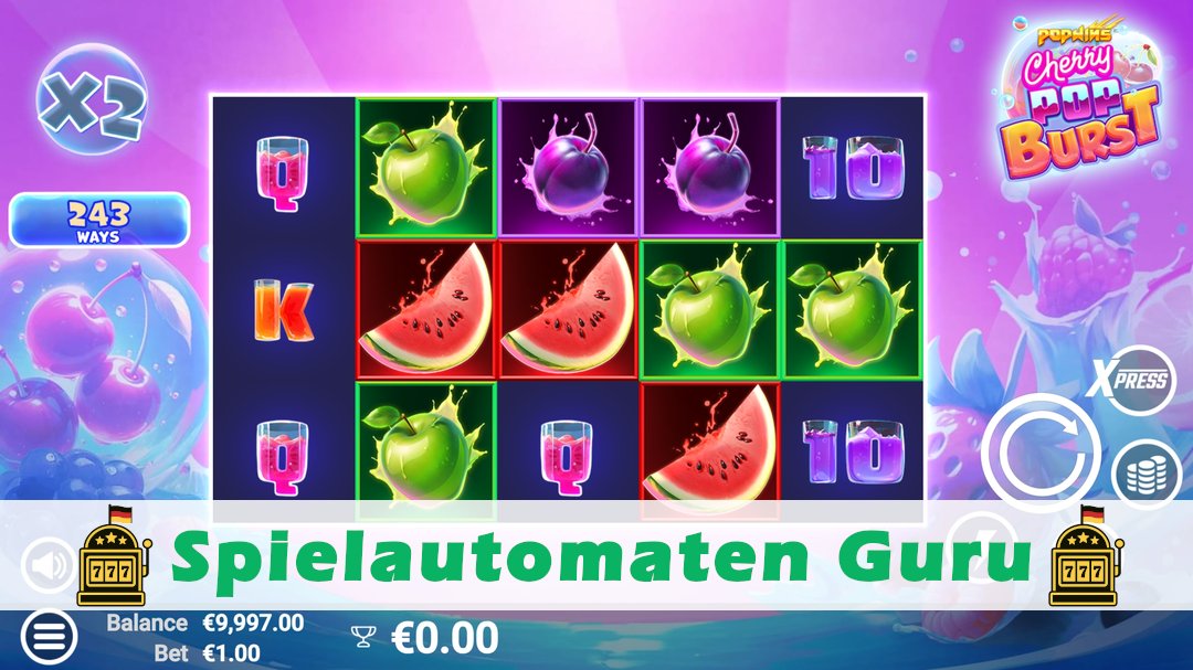Screenshot der Demo-Version des Spiels CherryPop Burst Demo des Spielautomaten CherryPop Burst