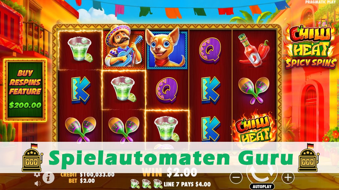 Screenshot der Demo-Version des Spiels Chilli Heat Spicy Spins Demo des Spielautomaten Chilli Heat Spicy Spins