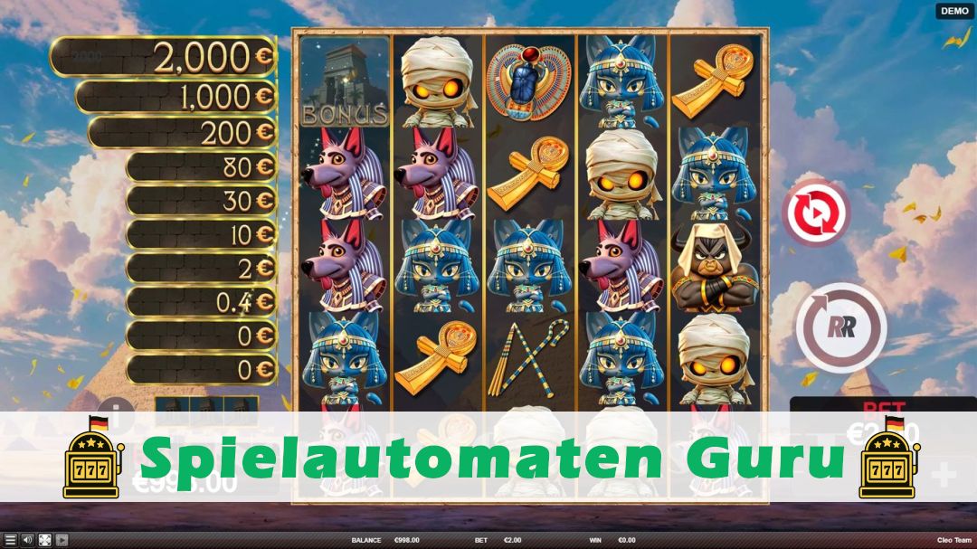 Screenshot der Demo-Version des Spiels Cleo Team Demo des Spielautomaten Cleo Team
