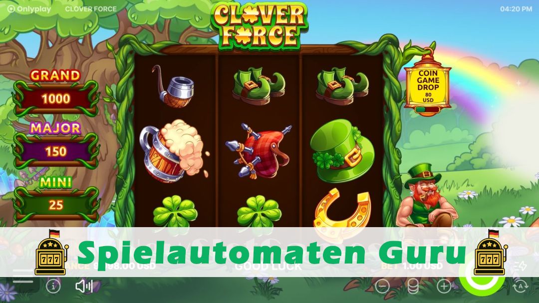 Screenshot der Demo-Version des Spiels Clover Force Demo des Spielautomaten Clover Force
