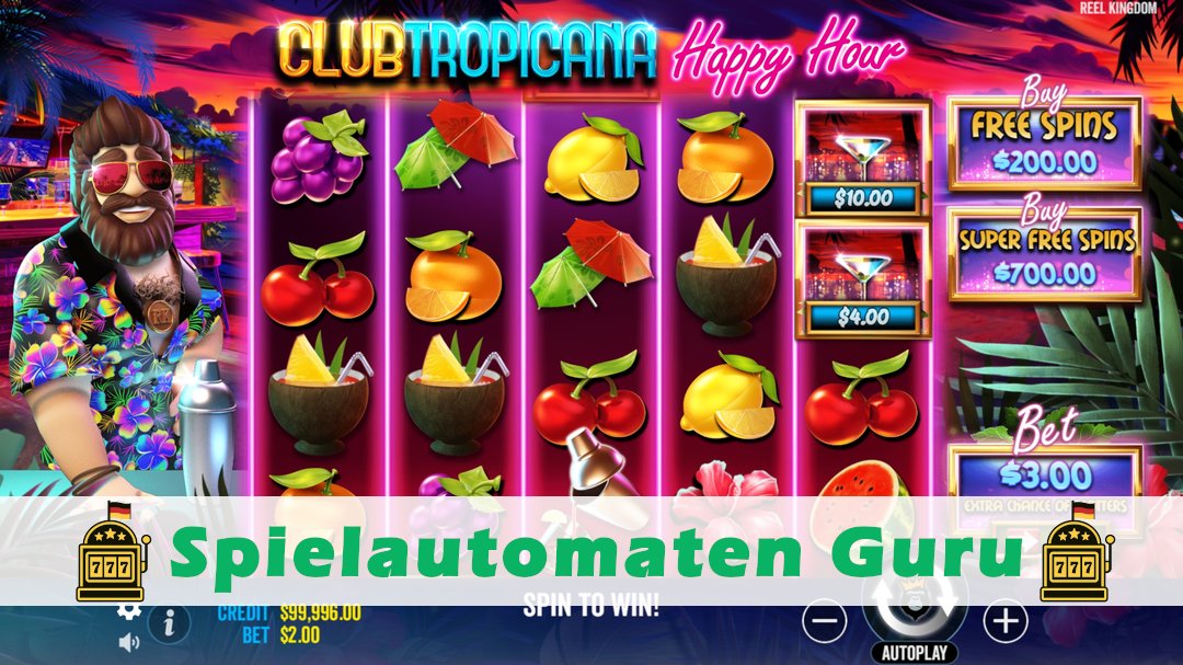 Screenshot der Demo-Version des Spiels Club Tropicana Happy Hour Demo des Spielautomaten Club Tropicana Happy Hour