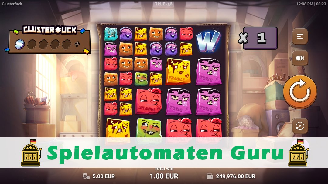 Screenshot der Demo-Version des Spiels Cluster *uck Demo des Spielautomaten Cluster *uck