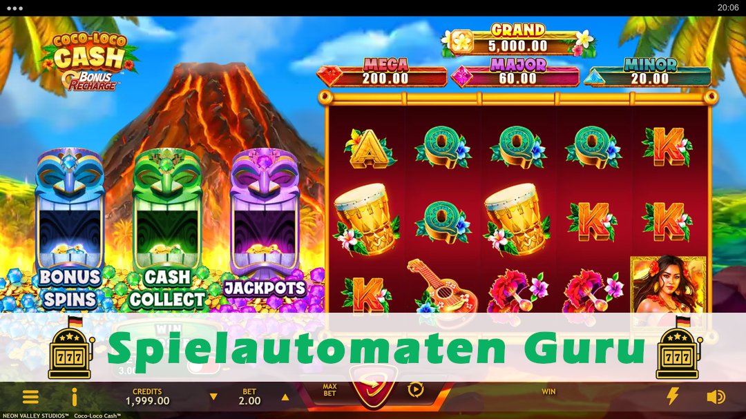 Screenshot der Demo-Version des Spiels Coco-Loco Cash Demo des Spielautomaten Coco-Loco Cash