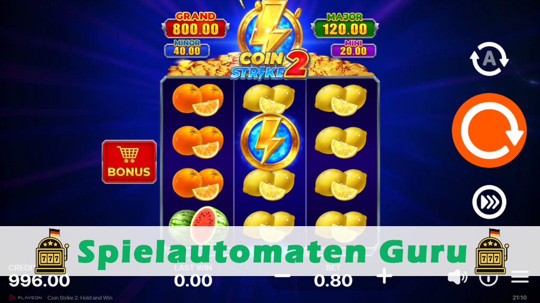 Screenshot der Demo-Version des Spiels Coin Strike 2 Hold and Win Demo des Spielautomaten Coin Strike 2 Hold and Win