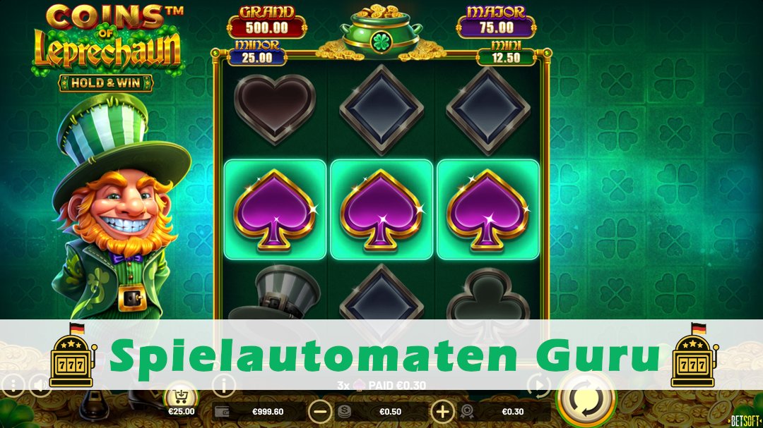 Screenshot der Demo-Version des Spiels Coins of Leprechaun Demo des Spielautomaten Coins of Leprechaun