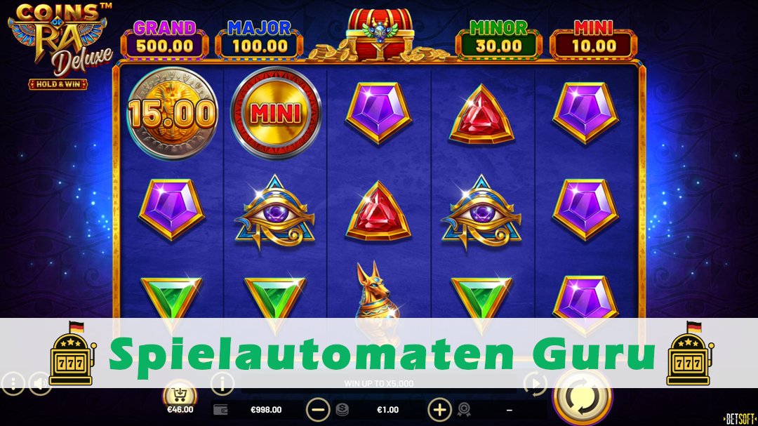 Screenshot der Demo-Version des Spiels Coins of Ra Deluxe Hold & Win Demo des Spielautomaten Coins of Ra Deluxe Hold & Win